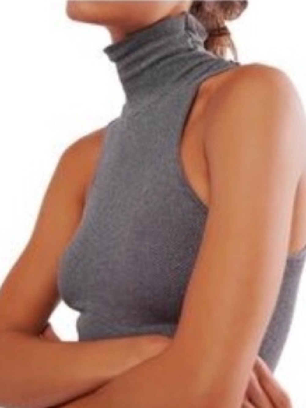 INTIMATELY FREE PEOPLE Sleeveless High-Neck Tank Top in Light Gray